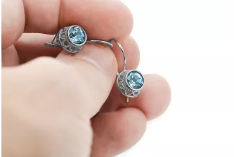 Vintage craft Earrings Aquamarine Sterling silver 925 vec117s